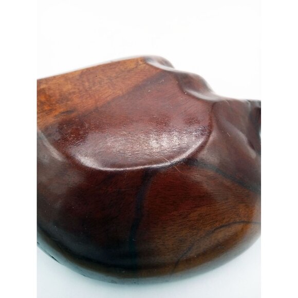Leaf-Shaped Bowl Vintage Midcentury Modern Monkey Pod 8.5 Inch Rustic Kitchen - Picture 13 of 16